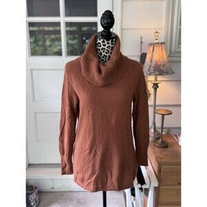 Talbots 100% Cashmere Burnt Orange Cowlneck Pullover Medium Long Sleeve Luxury